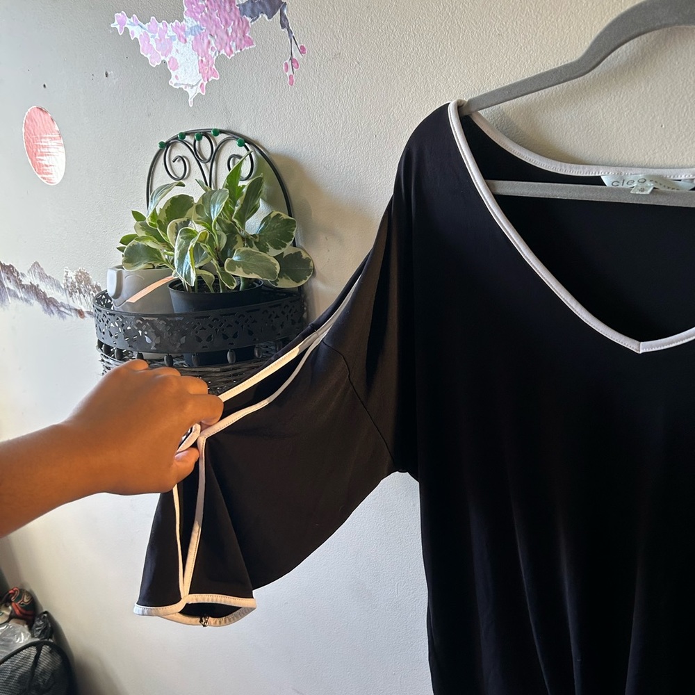 Black Tie in Front Blouse